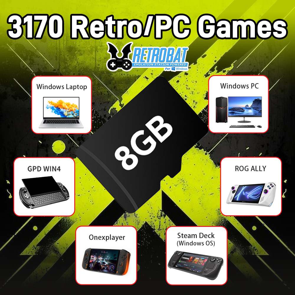Laptop Gaming Console - Kartu TF Game 8GB dengan 3170